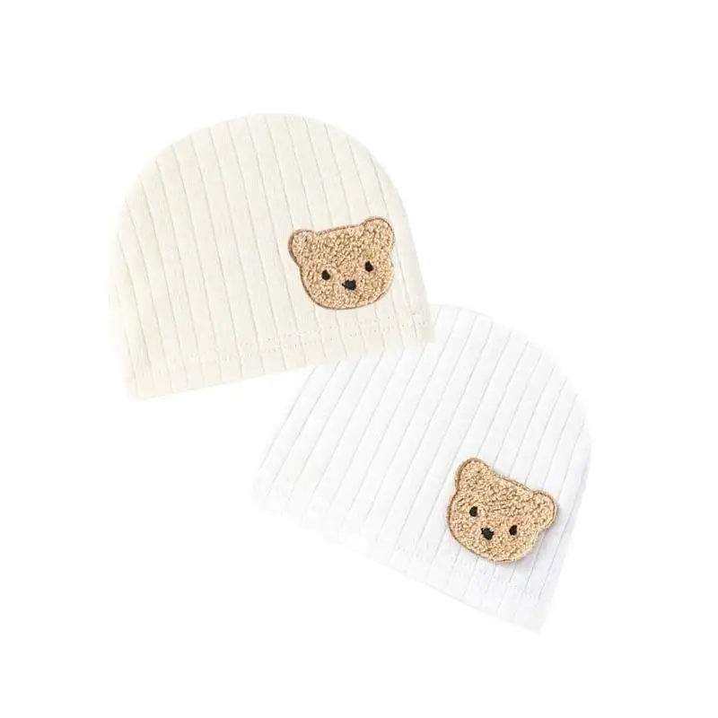 Gorro de algodón con orejitas de oso para recién nacido