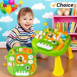 Casa de actividades Montessori con piano dinosaurio y tablero sensorial