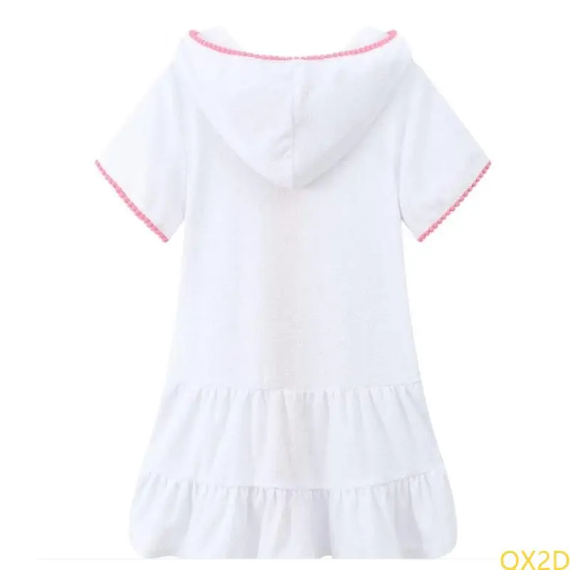 QX2D Girls Swim Cover Up con capucha con capucha con encapuchado Vestido encubrimiento trajes baño para niños Rente - imagen 4