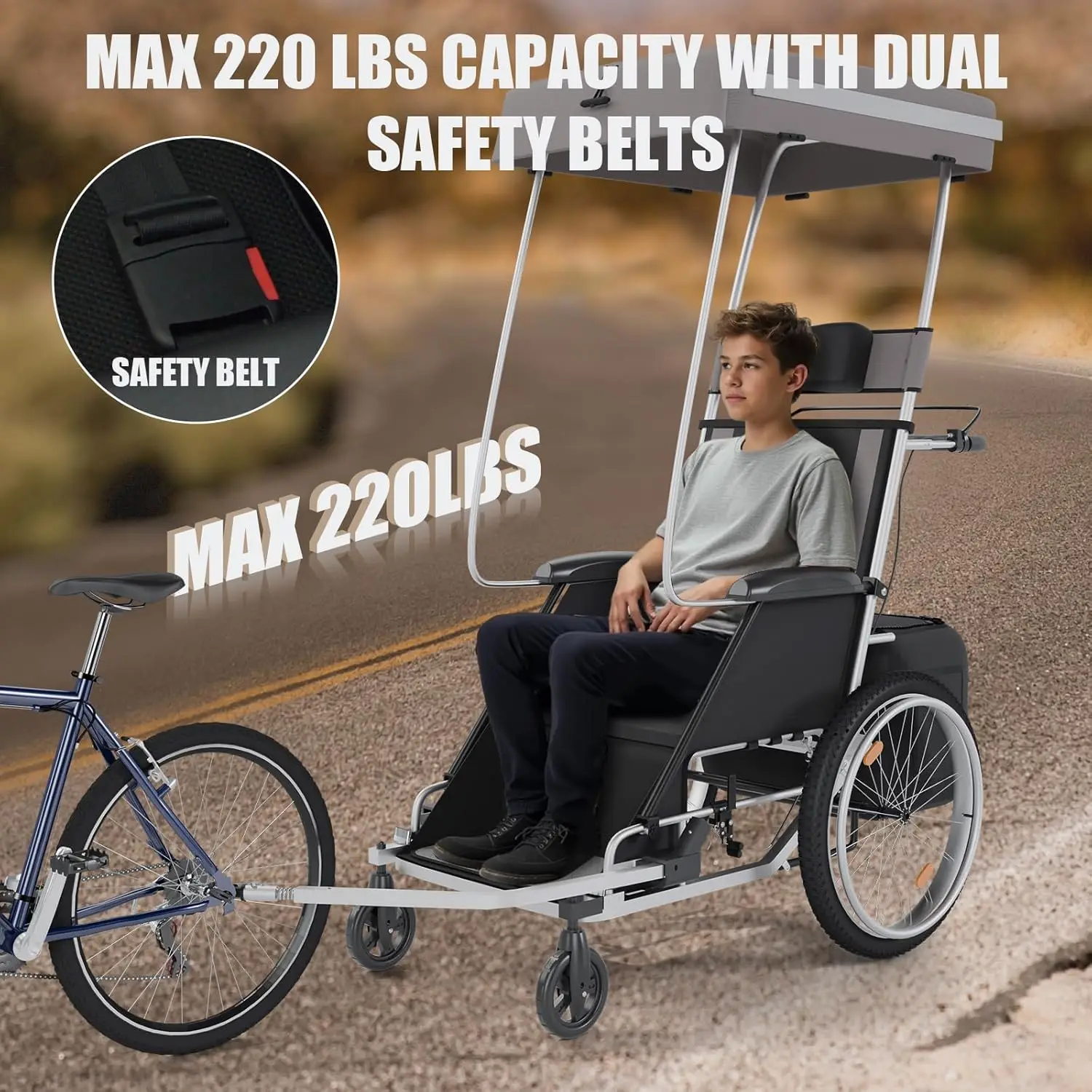 Remolque plegable para bicicleta infantil con asiento de seguridad