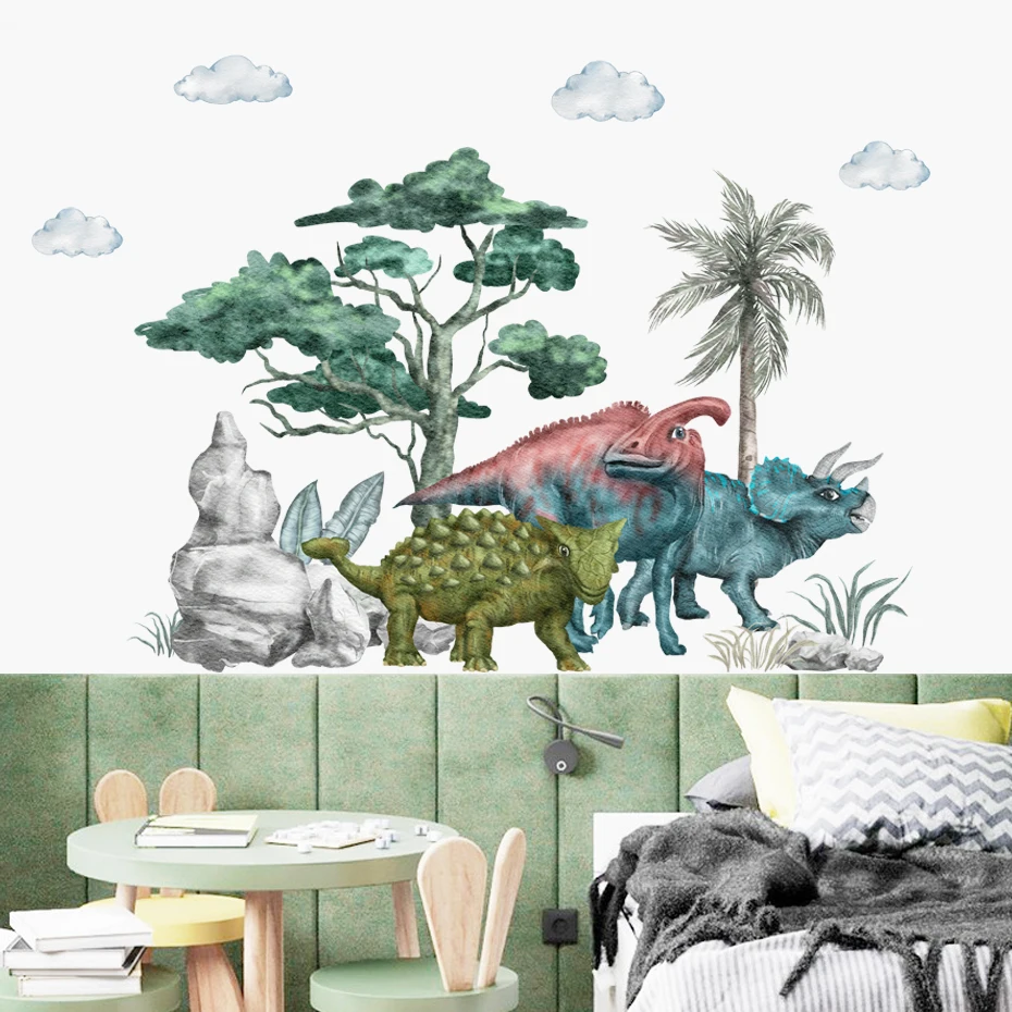 Pegatinas de pared de dinosaurios estilo acuarela para habitación - imagen 2