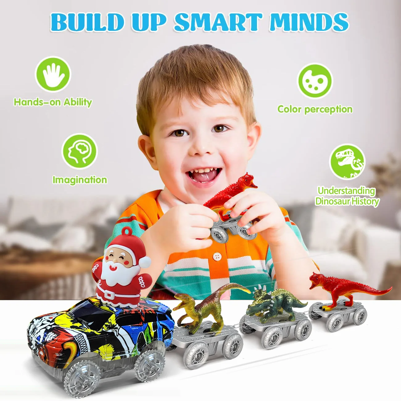 Pista de dinosaurios flexible con coche para niños - imagen 4