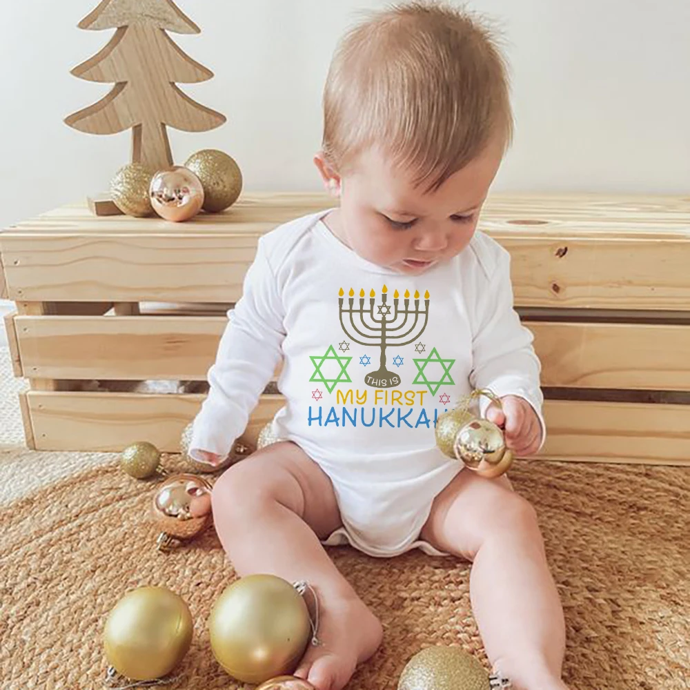 Mi primer Body para bebé de Hanukkah, ropa para niña y niño, pelele para niño pequeño, trajes de regalo para el primer Hanukkah para recién nacido, mono infantil de manga larga