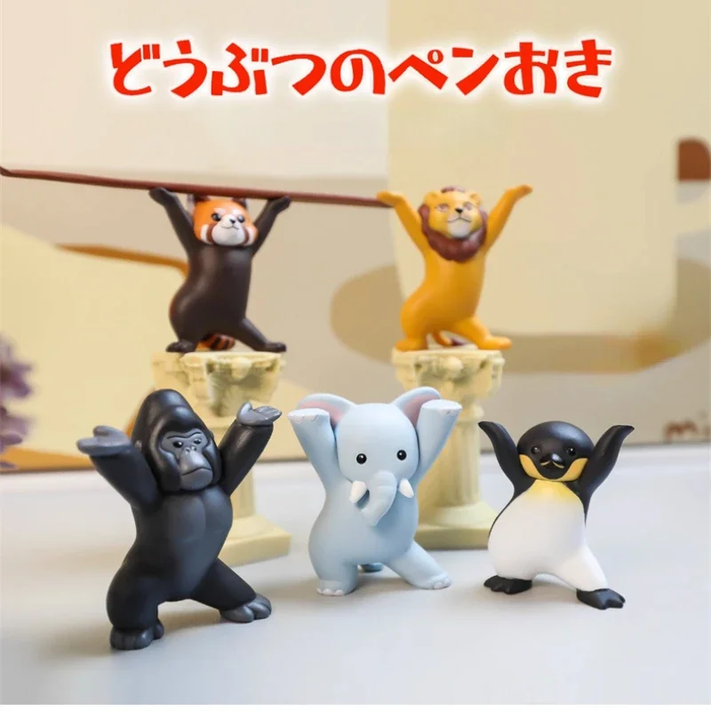 Cápsula de QUALIA japonesa, juguetes, portalápices de animales, serie pingüino, León, elefante, papelería, figura de acción de gato, adornos coleccionables - imagen 2
