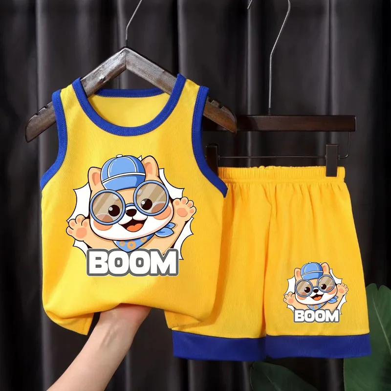 Conjuntos de chaleco cómodos y transpirables para niños, Top sin mangas de estilo coreano, pantalones cortos, traje de dos piezas, trajes deportivos para niños, novedad de verano 2025 - imagen 3