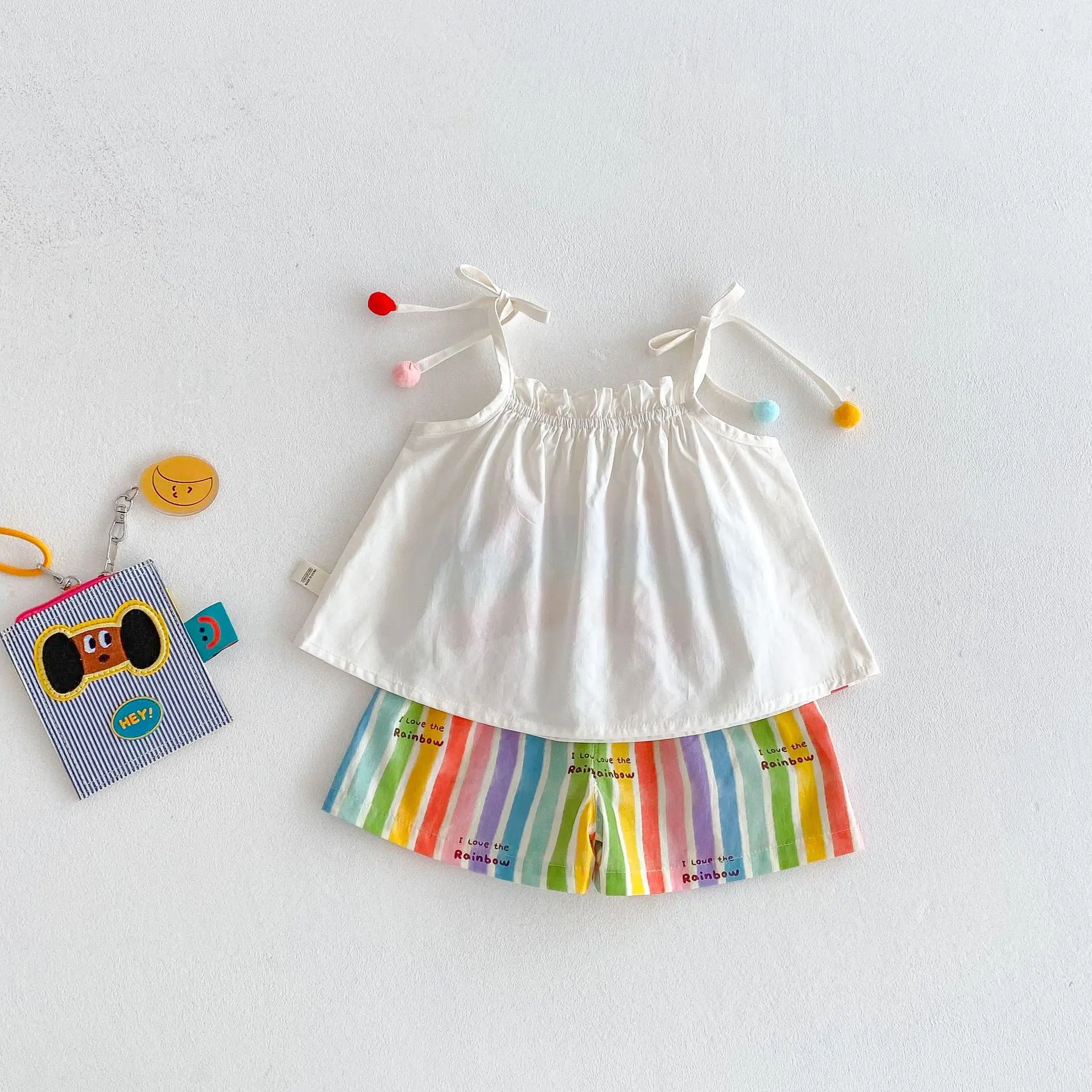 MILANCEL 9M-5T conjunto de ropa para niñas camisola con lazo de lluvia Tops y pantalones cortos a rayas 2 uds traje de verano para niñas - imagen 3