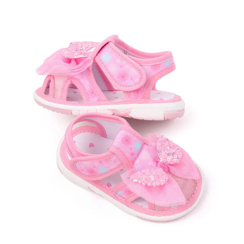 Sandalias de lona para primeros pasos con lazo decorativo de verano - imagen 3