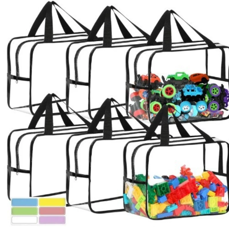 Bolsa de almacenamiento de PVC transparente impermeable, bolsa de juguetes de playa, organizador de bloques de construcción de rompecabezas, bolsa transparente, almacenamiento multiusos, 3 uds. - imagen 5