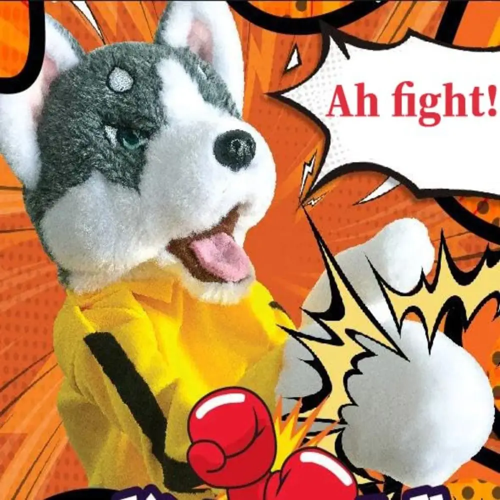 Muñeco de perro de boxeo Husky, marioneta de mano Vocal, batalla divertida, juguete de peluche interactivo creativo, regalos para niños, 1/2 Uds. - imagen 3