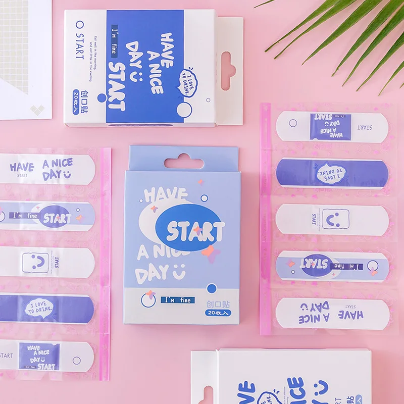 Parche curvo con estampado de dibujos animados para niños, tiras impermeables para heridas, vendaje adhesivo de yeso, primeros auxilios, 20 unidades - imagen 3