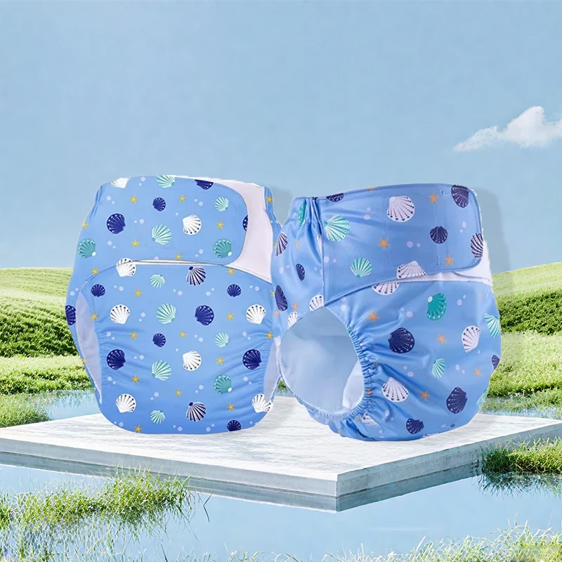 Pañal de tela lavable reutilizable para adultos: pierna a prueba de fugas, gancho y bucle ajustables, forro de gamuza, estilo impreso para usuarios mayores - imagen 2