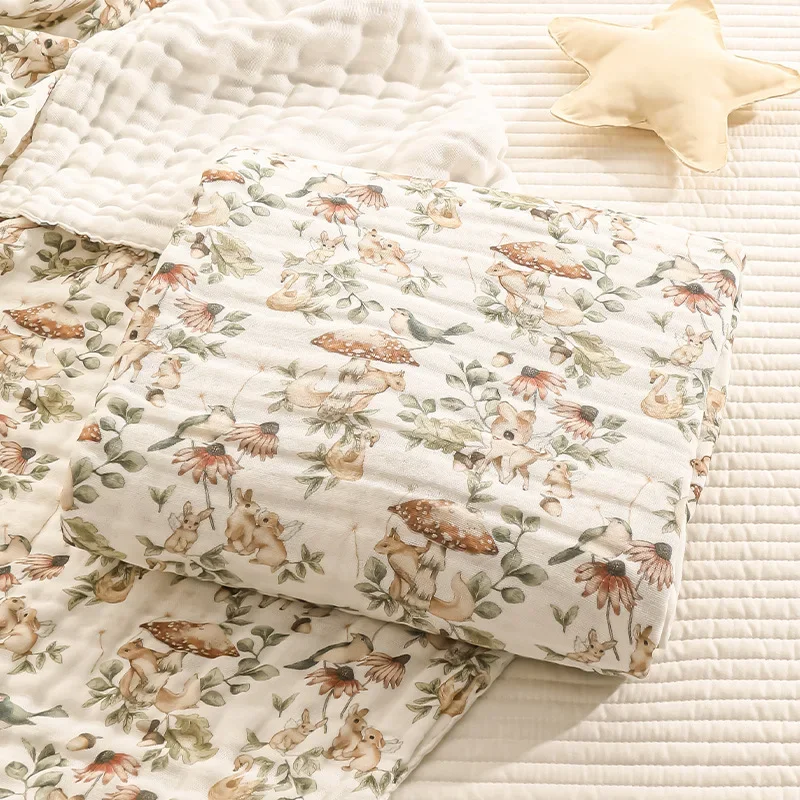 Mantas de algodón de 6 capas para bebé, Toalla de baño de muselina para bebé, manta envolvente con estampado de dibujos animados suave y absorbente, ropa de cama, accesorios para bebés - imagen 2