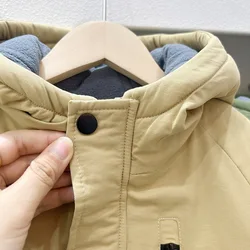 Abrigo acolchado invierno niños liso con forro polar y capucha – Casual