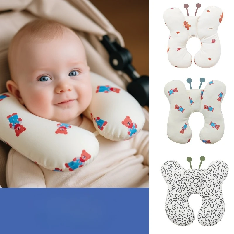 Almohada de cuello de bebé de dibujos animados con múltiples soportes, diseño en forma de U, asiento de coche, cochecito, almohada de viaje Universal, accesorios de cama para recién nacidos - imagen 2