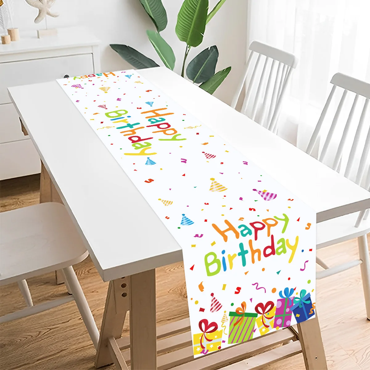 Caja de regalo de fuegos artificiales coloridos, corredor de mesa de cumpleaños, decoración para fiesta de cumpleaños, decoración para niños, regalo, cocina, cubierta para mesa de comedor - imagen 4