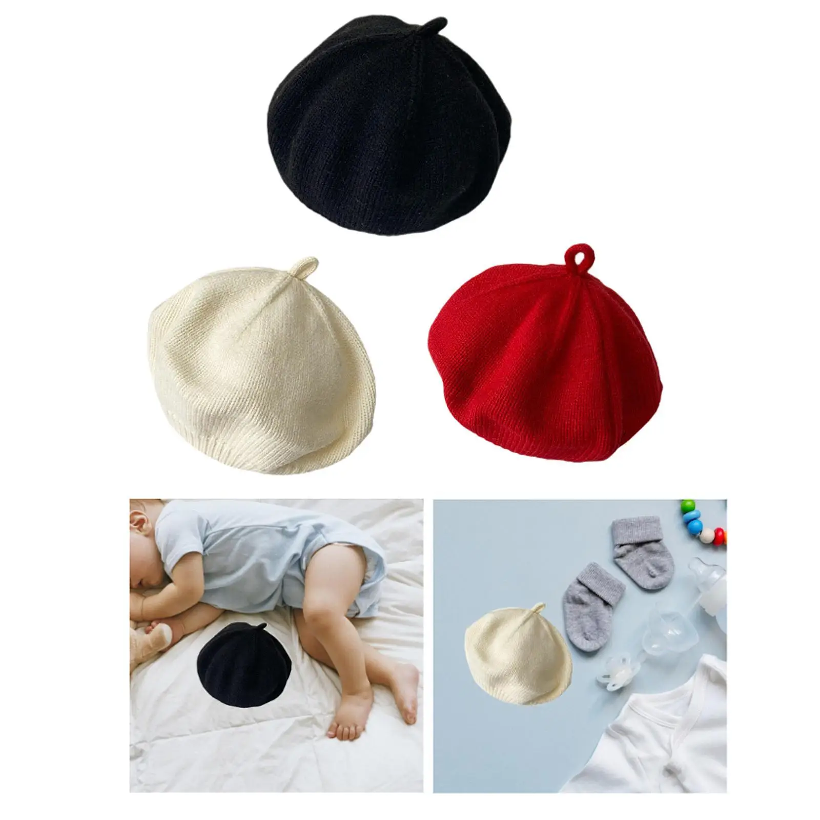 Baby French Beret Hat Knitted Beanie Cap for Girls Boys Toddlers Vacation