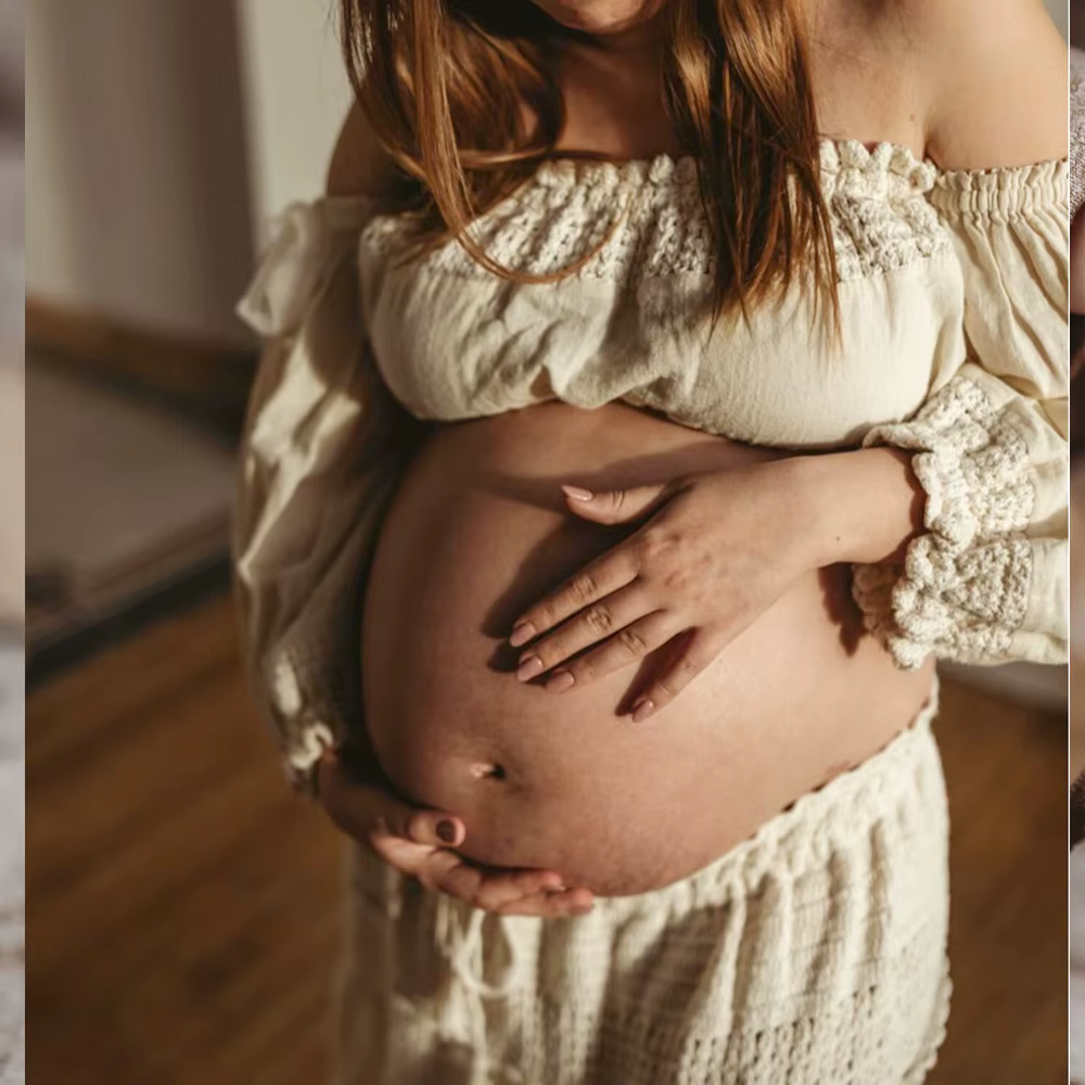 Vestido bohemio para sesión fotos embarazo – Encaje algodón dos piezas - imagen 4