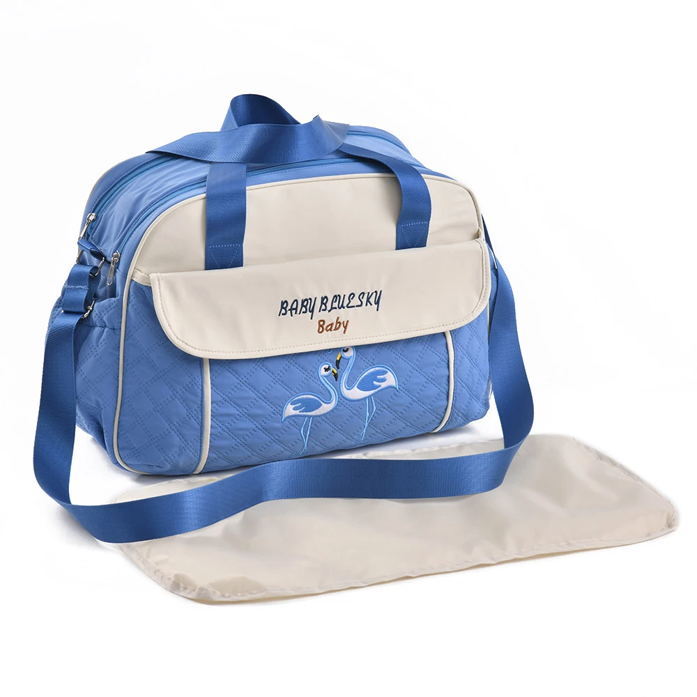 Bolsa de pañales manos libres con cisne y correas acolchadas - imagen 4