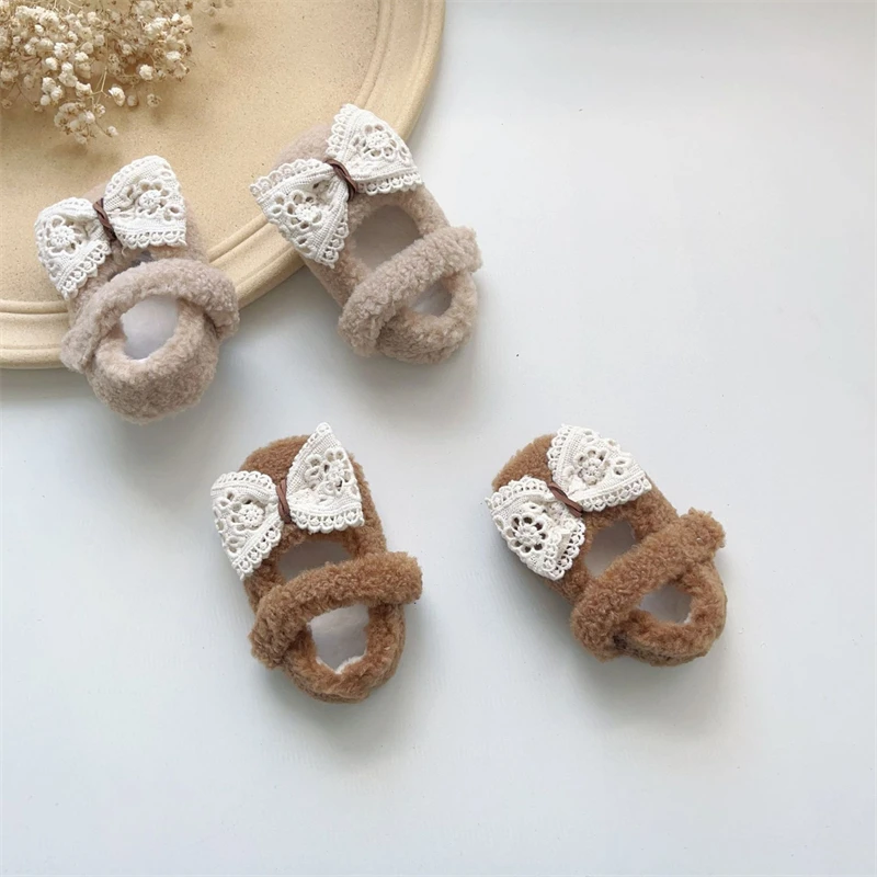 Zapatos invierno niña antideslizantes felpa lazo primeros pasos - imagen 5