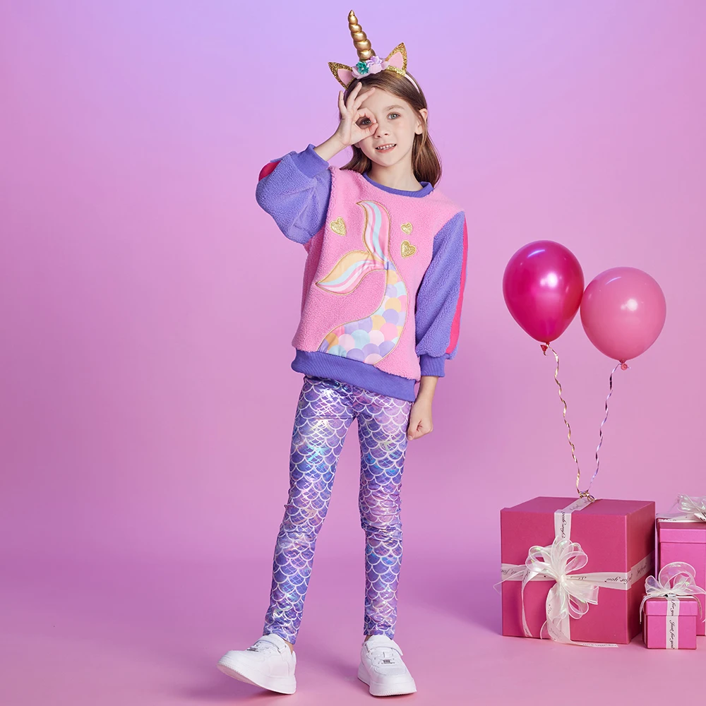 DXTON Sudadera polar térmica con estampado sirena para niña - imagen 4