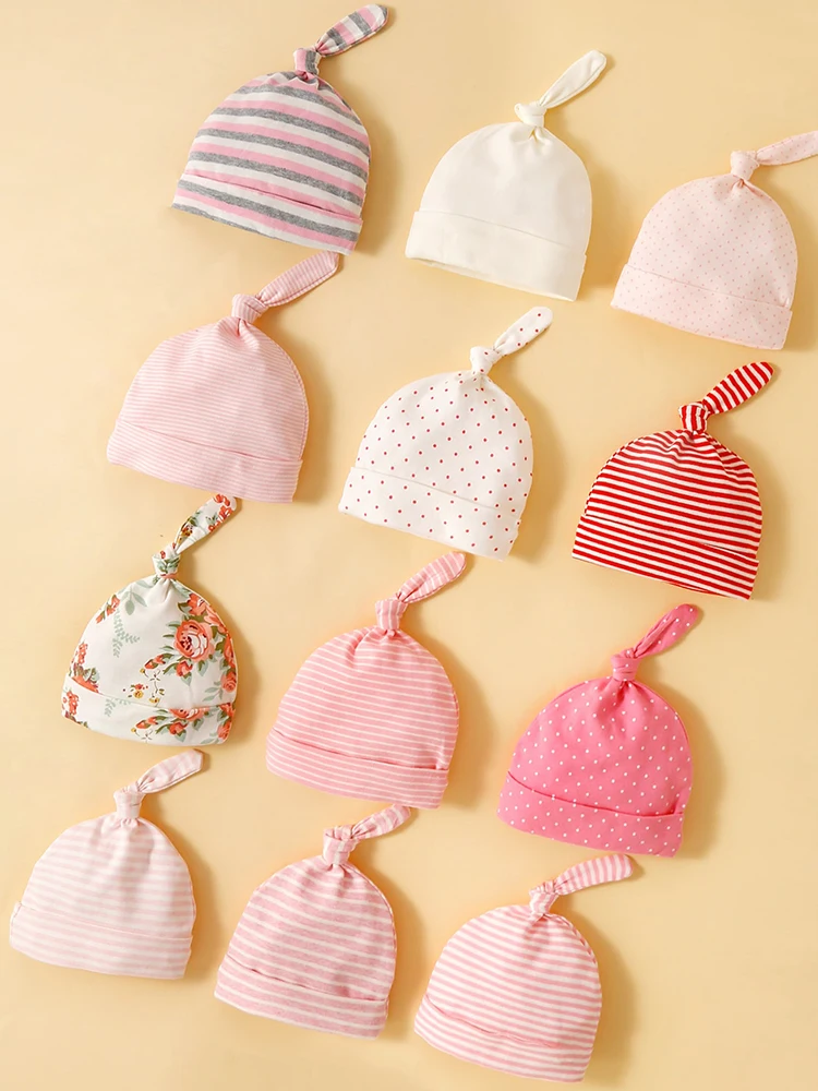 Gorro de algodón con estampado para bebé, gorro de punto para recién nacido, accesorios para niño, 5 piezas, para primavera y otoño - imagen 4