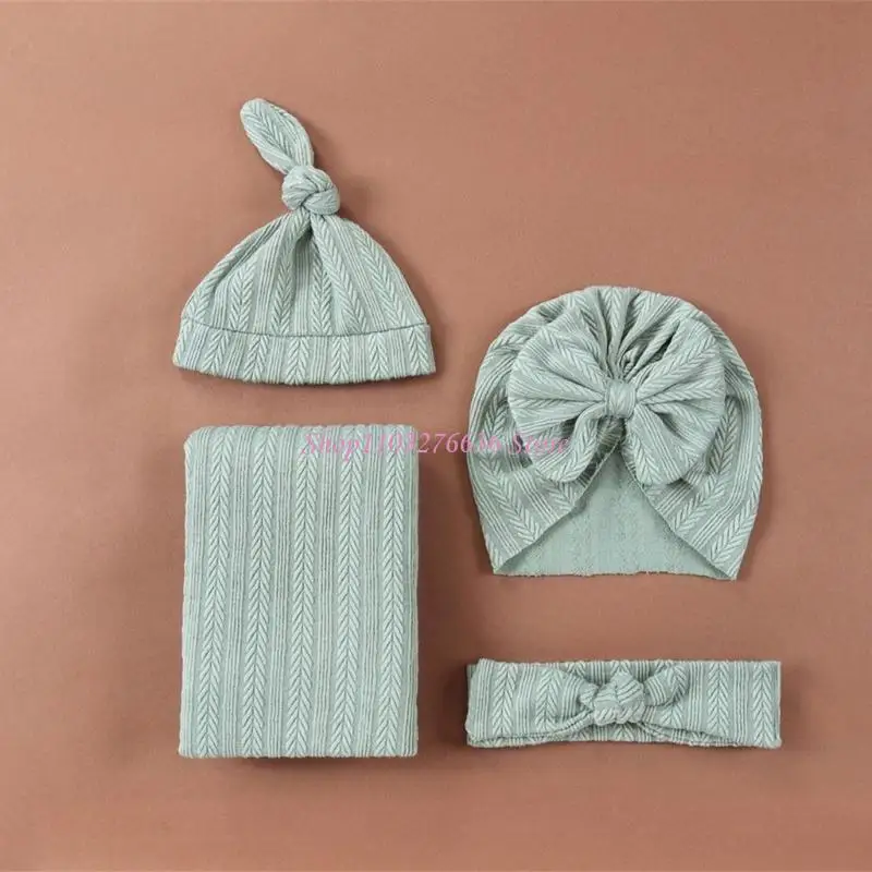 R6FD recién nacido sólido receptor recibiendo envoltura bebé recién nacido- con sombrero banda para cabeza - imagen 3