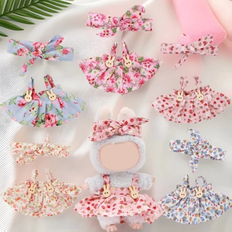 Ropa muñecas Q81A para muñecas 17 con banda para cabello y falda exhibición muñecas para