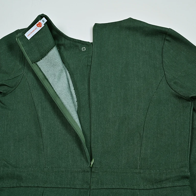 Vestido largo tejido para mujer Otoño/Invierno gris verde con bolsillos laterales manga larga cuello redondo vestido casual hasta el suelo - imagen 5