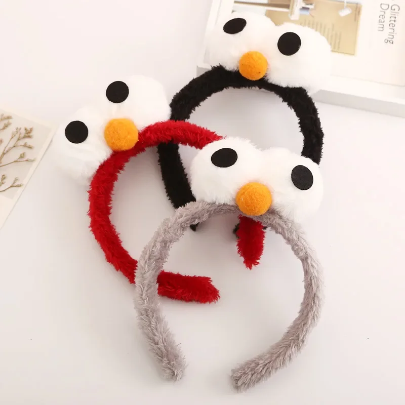 Diadema de felpa divertida con ojos grandes, diadema para lavado de cara de dibujos animados, accesorios para el cabello para niñas y niños - imagen 3