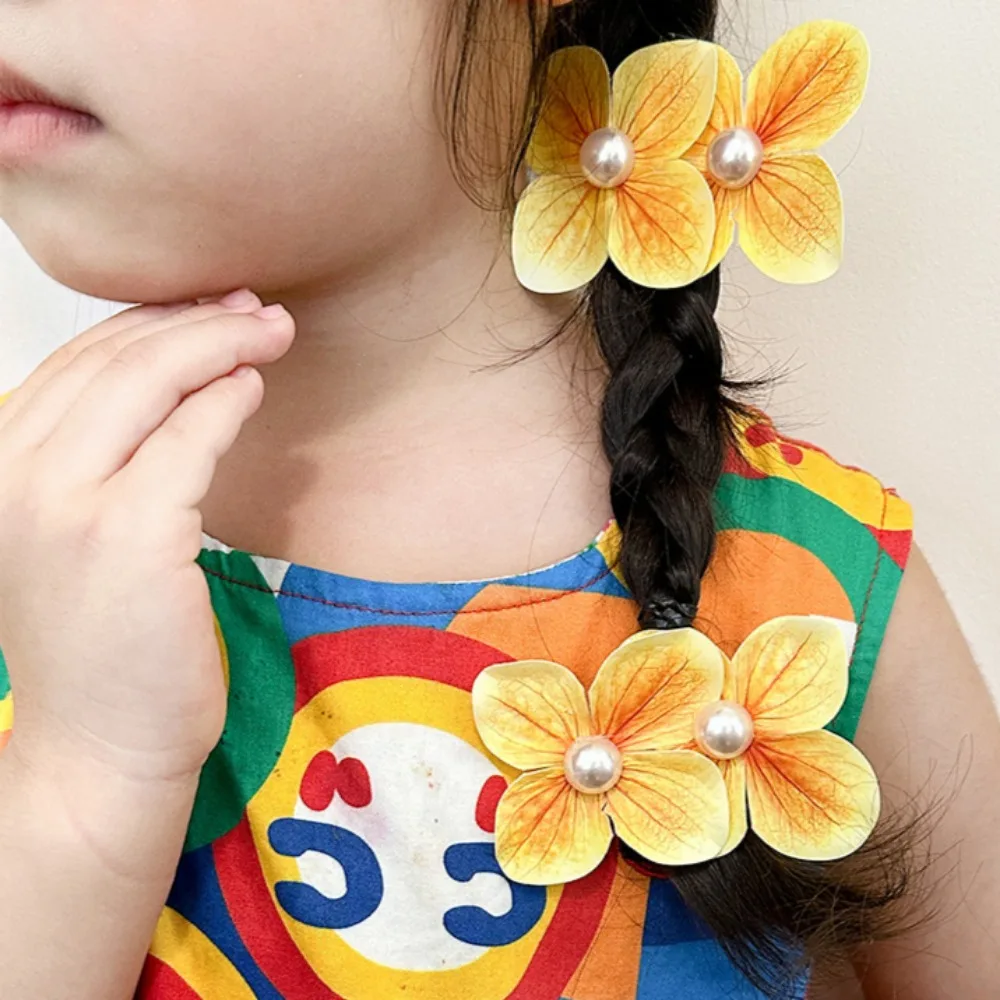 Pinza para el pelo Phalaenopsis flor pico de pato Clip lindo DIY dulce doble flor perla horquilla mariposa orquídea flor flequillo Clip LATERAL - imagen 4