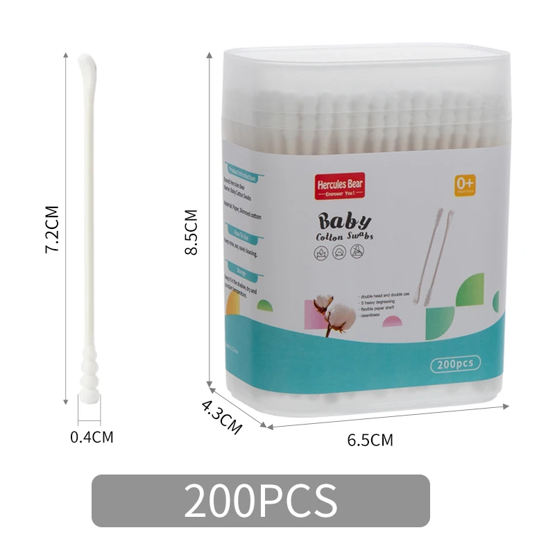 200 Uds. Hisopo de algodón con cuchara para la oreja, hisopos de algodón para limpieza de oídos para recién nacidos, hisopo de algodón de doble punta para niños, desechable especial para bebés - imagen 5