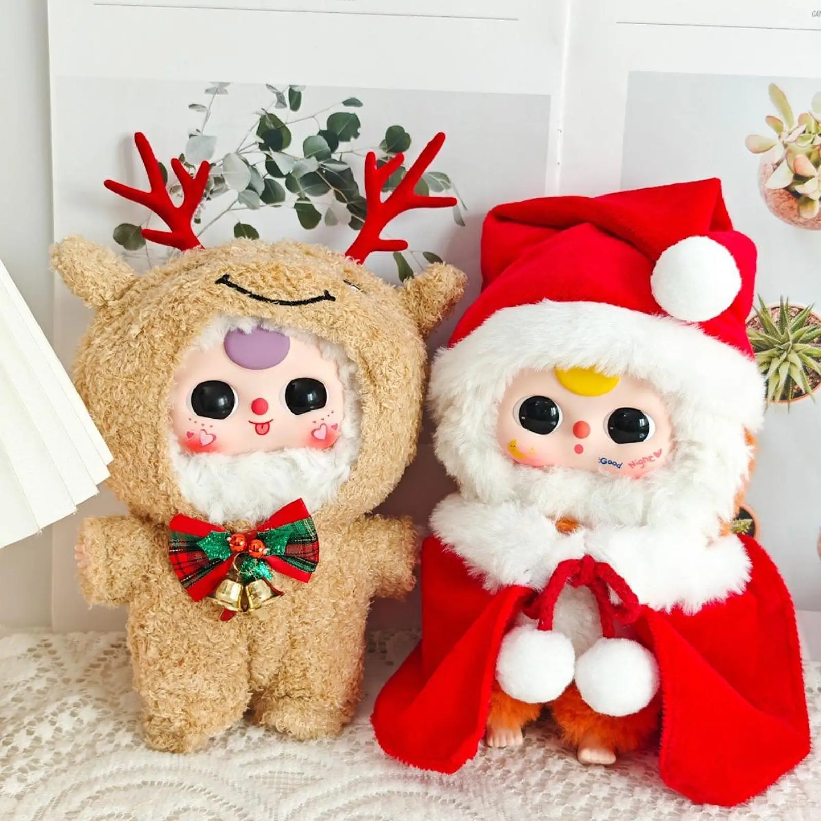 2Pcs Fashion Dolls Xmas Cloak and Hat Miniature Clothes Accessories Costume for