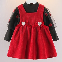 Vestido de princesa para niña con top de malla –Ropa otoñal en algodón