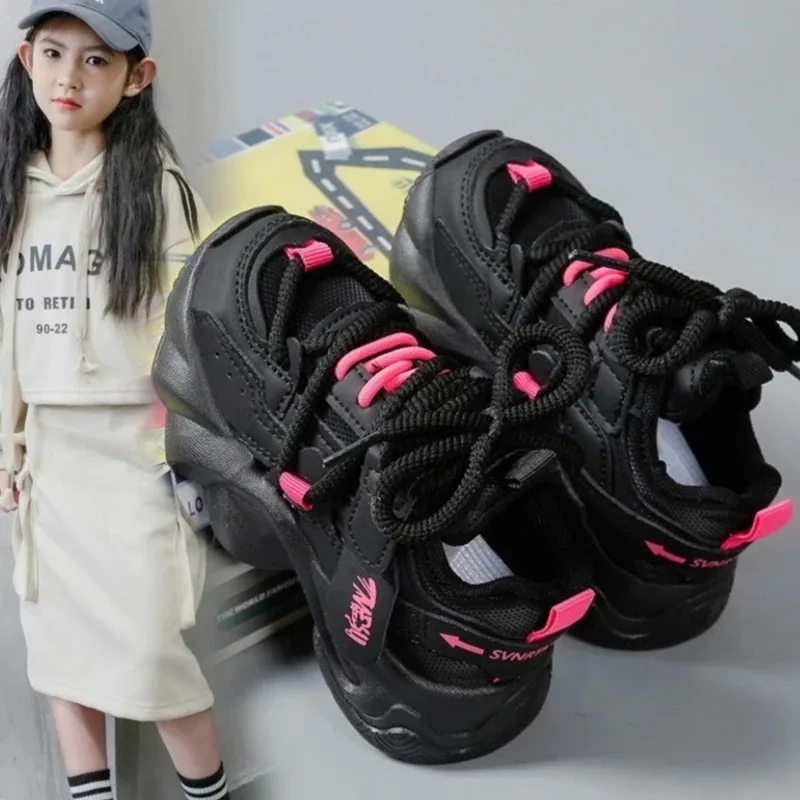 Zapatos de invierno para niños, calzado deportivo antideslizante y transpirable para niñas, zapatos escolares a la moda para correr, otoño 2025