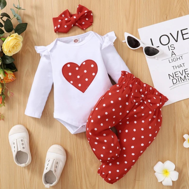 Conjunto pelele corazón para bebé niña – Con diadema floral
