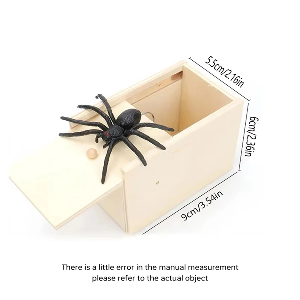 Caja de broma de araña divertida, caja de susto de madera de araña emergente, juguete divertido para Navidad, Halloween, broma de abril, juguete para trucos de broma para chico - imagen 4