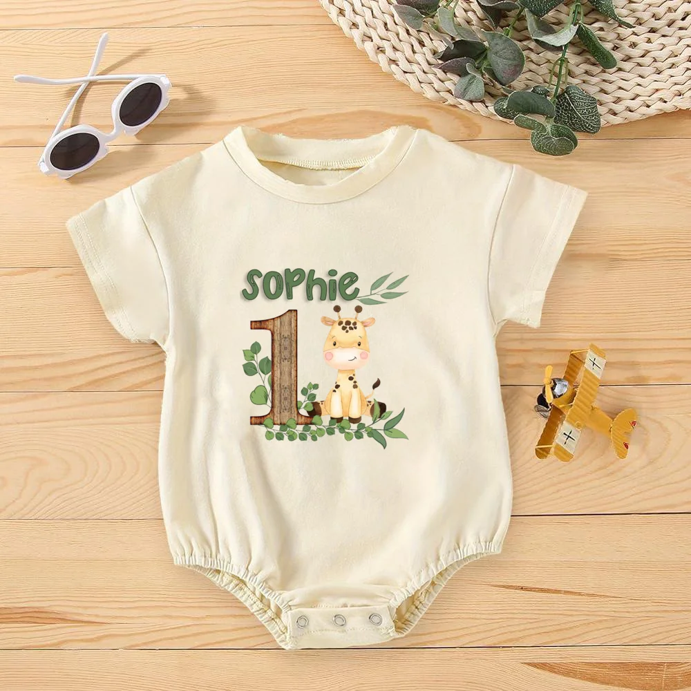 Animal personalizado con nombre, pelele de burbujas para bebé, mono de gran tamaño para fiesta de cumpleaños en la jungla, mono salvaje, regalo de ducha infantil - imagen 5