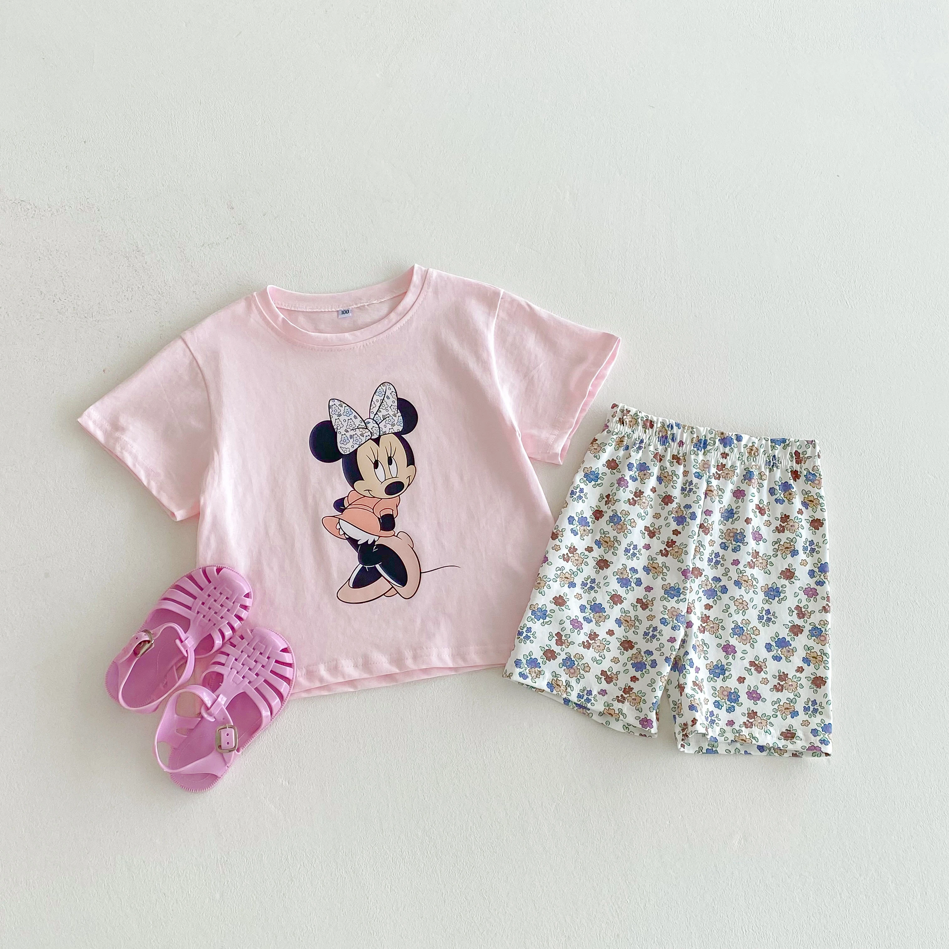Minnie T-shirt + Shorts Two Piece Set Summer Girls Clothes Fashion Cartoon Cute Short Sleeve Suit Children's Clothing Outfits - imagen 4