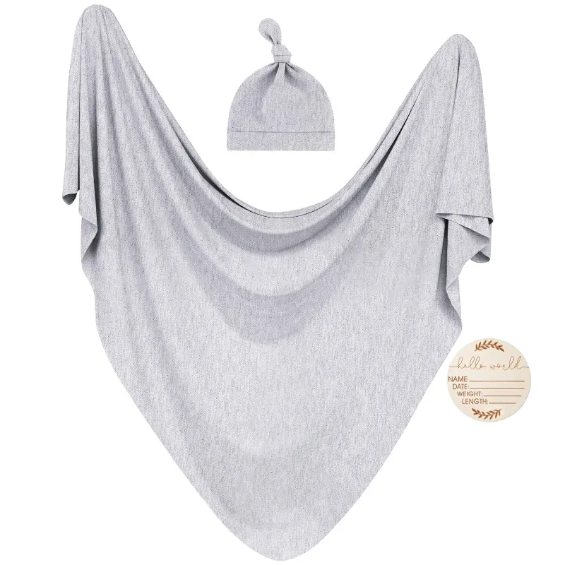 Conjunto gorro y manta para bebé - Envolvente color sólido y cómodo - imagen 5