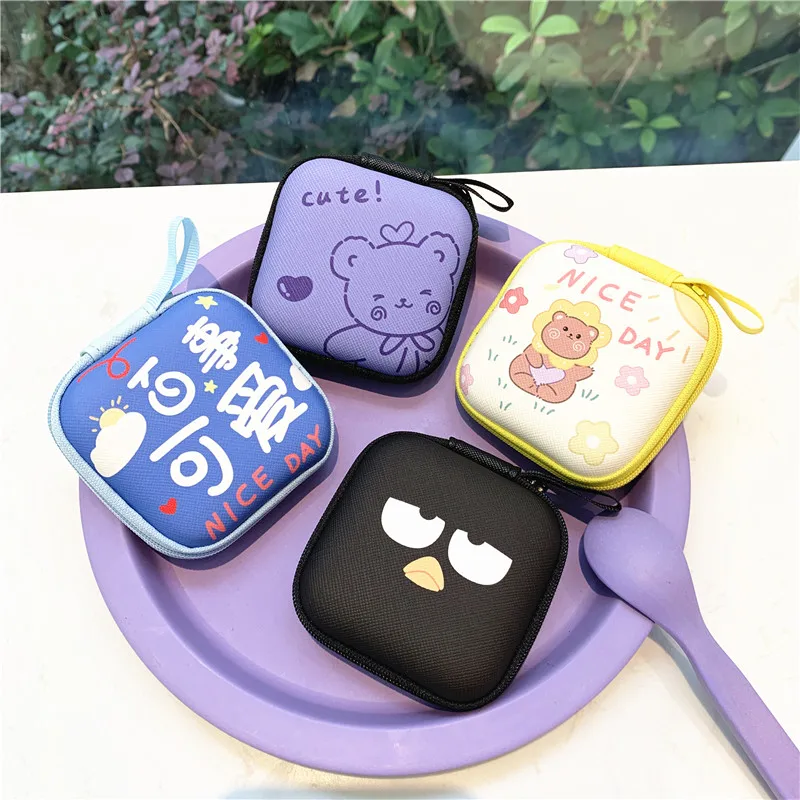 Mini estuche rígido con cremallera de dibujos animados para auriculares, bolsa portátil para auriculares, bolsa de almacenamiento para auriculares, organizador protector de cables USB - imagen 4