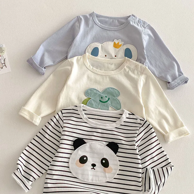 MILANCEL nueva camiseta de primavera para niños 0-5T camisetas interiores a rayas de Panda de dibujos animados para bebés camisa de fondo de estilo fino para niñas - imagen 4