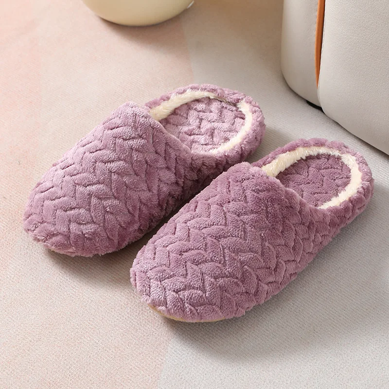Zapatillas de Interior para mujer, pantuflas cálidas de felpa para amantes del hogar, antideslizantes, suaves, deslizantes, para otoño e invierno, SH072701 - imagen 5