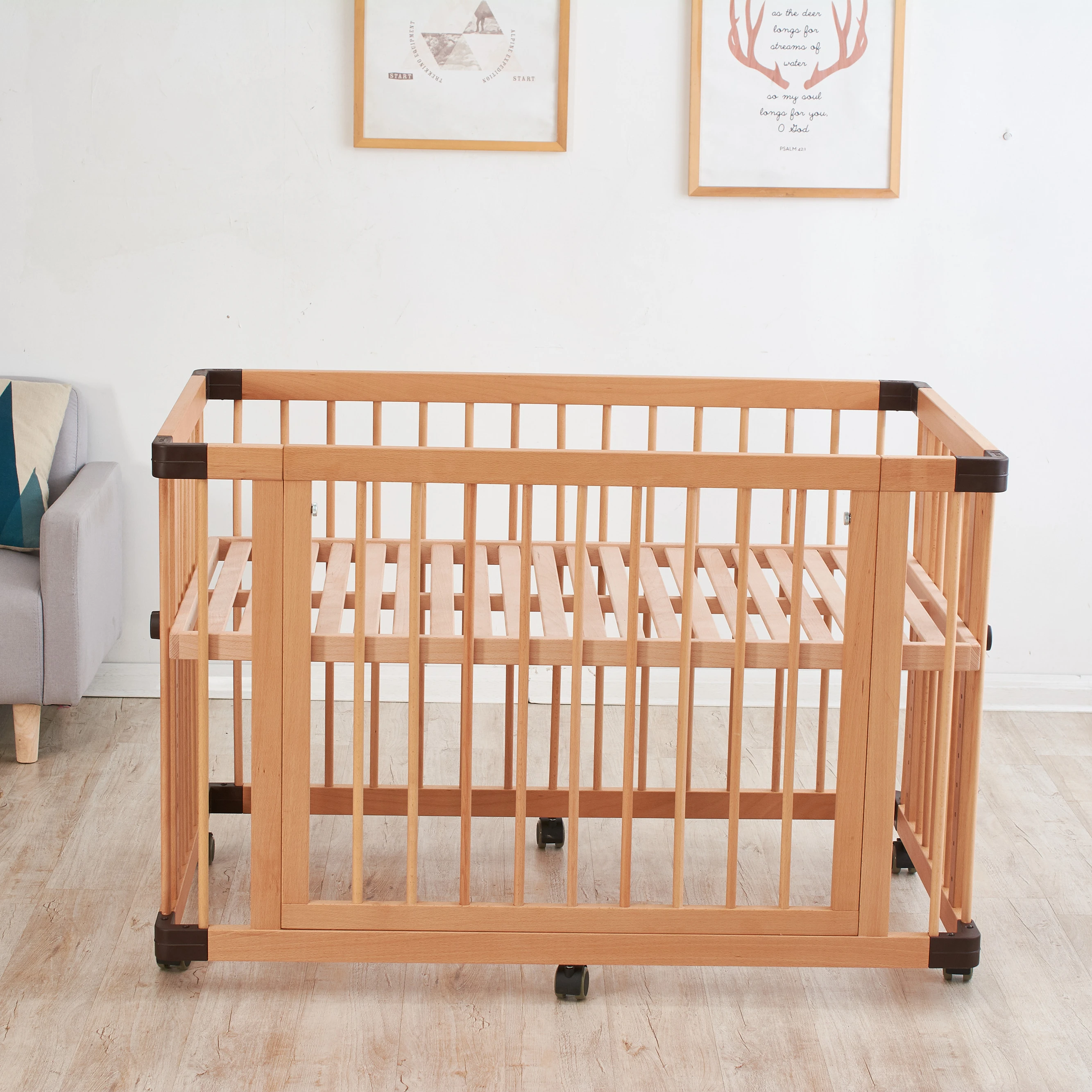 Precio de fábrica, nueva cuna de seguridad de madera para bebé, gran oferta, cama de seguridad de madera maciza de pino para dormir - imagen 3