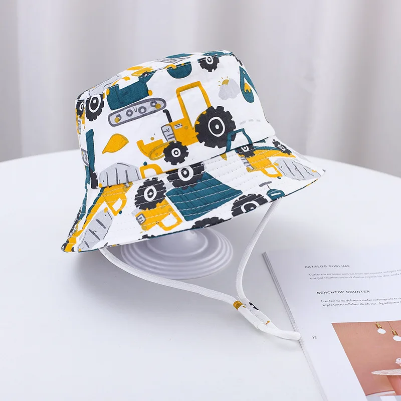 Sombreros de cubo ligeros y transpirables para niños, protección solar para bebés con cuerda a prueba de viento, gorras de verano al aire libre Unisex para niños - imagen 2