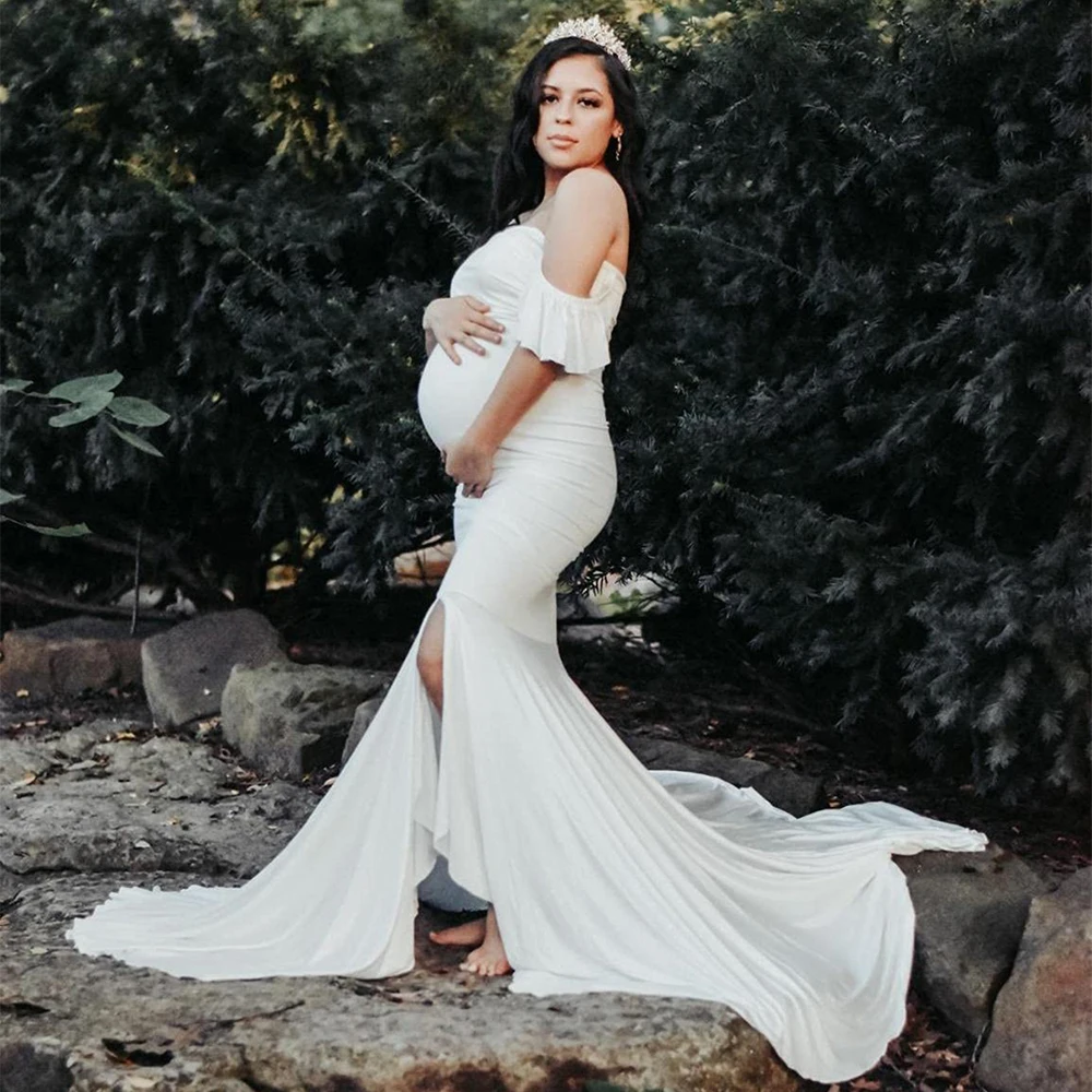 Vestido de maternidad de verano sirena con cuello V y volante - imagen 3
