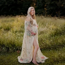 Vestido largo de encaje para fotos de embarazo – Estilo bohemio