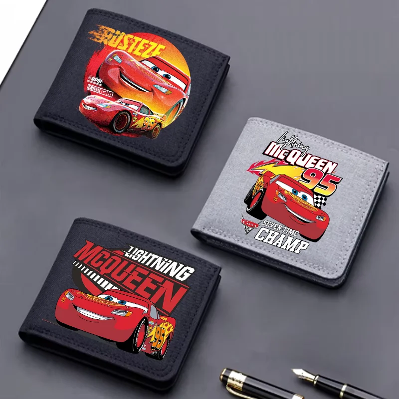 Cartera Lightning McQueen de Anime Cars para hombre, monedero plegable corto, tarjetero de dibujos animados, estuche para monedas para niños, bolsillo de moda, regalo de cumpleaños