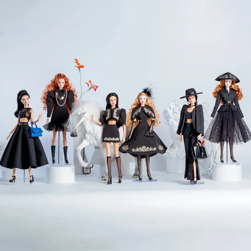 Ropa para muñeca de supermodelo de 32cm, traje de moda europea, traje negro, conjunto de accesorios de la serie, vestido de princesa, regalos de colección limitada DIY - imagen 2