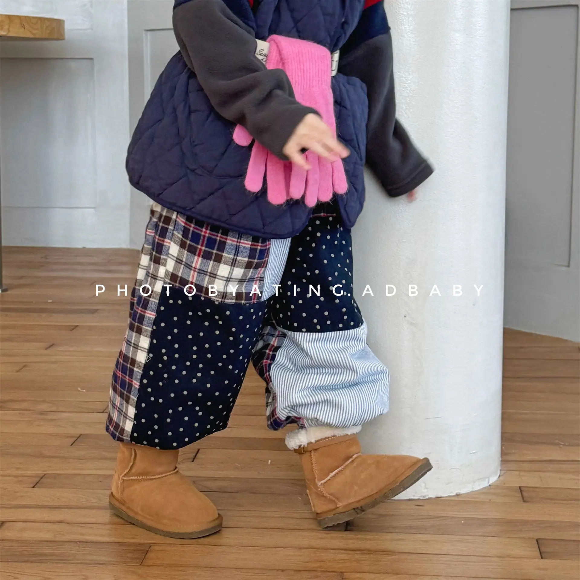 Pantalones para niños de 1 a 7 años, pantalones gruesos con forro para niñas, pantalones cálidos de lana para niños, pantalones de lunares - imagen 3