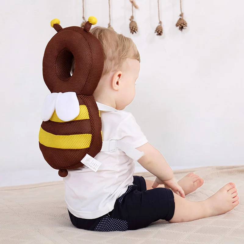Protector de espalda para bebé, aprender a caminar, anticaída, bonito abeja de dibujos animados, almohada protectora para niños y niñas, cojín seguro para la parte trasera del recién nacido - imagen 4
